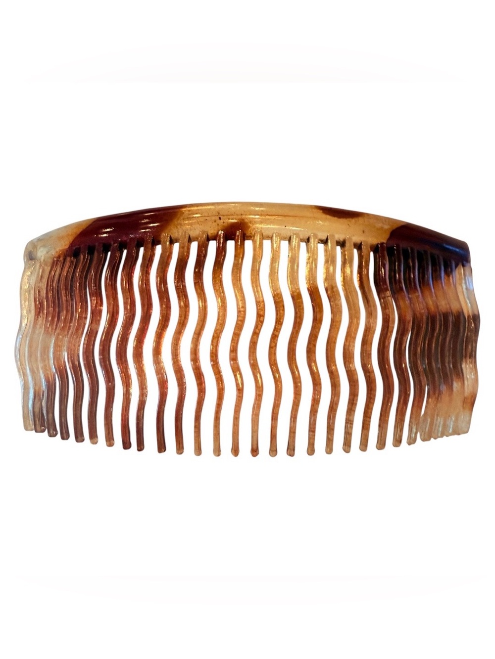1930’s French Wavy Hair Comb‎ in Tortoiseshell Color, Extra Long 3.5”, Deadstock